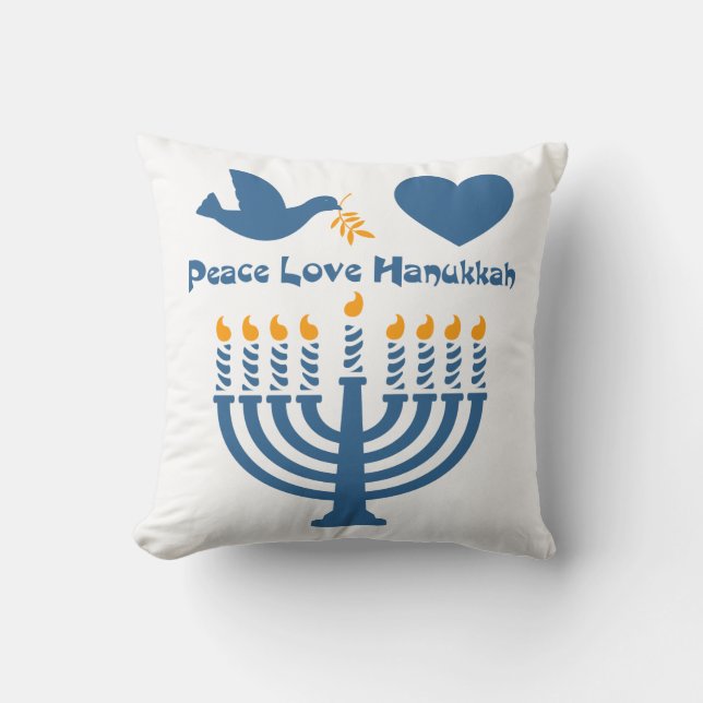Peace Love Hanukkah Kussen (Voorkant)