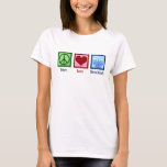 Peace Love Hanukkah Menorah Cute Women's T-shirt<br><div class="desc">Peace Love Hanukkah vrouwent-shirt gift voor een joodse vriend die graag Chanoeka viert. Een  vredesteken,  hart en een mooie menorah.</div>