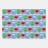 Peace Love Hanukkah Pattern Light Blue Chanukah Inpakpapier Vel (Voorkant 2)