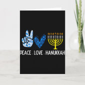 Peace Love Hanukkah Retro Chanukah Jewish Men Wome Kaart (Voorkant)