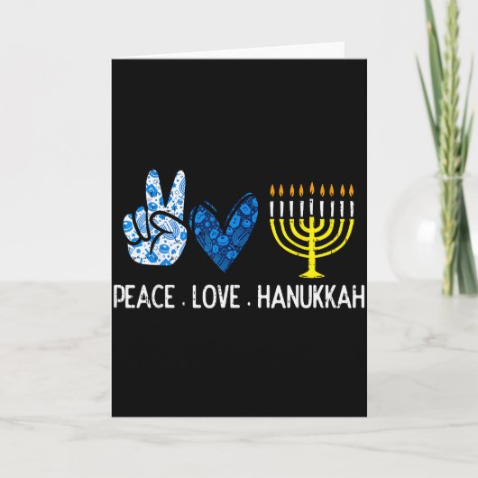 Peace Love Hanukkah Retro Chanukah Jewish Men Wome Kaart (Voorkant)