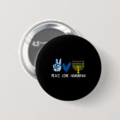 Peace Love Hanukkah Retro Chanukah Jewish Men Wome Ronde Button 5,7 Cm (Voorkant /achterkant)