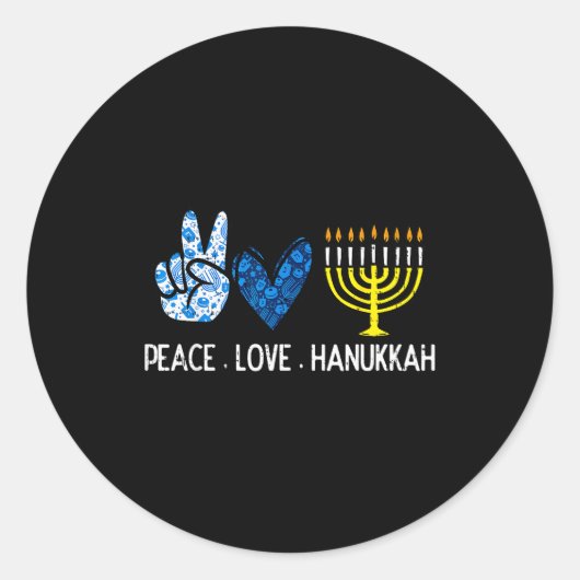 Peace Love Hanukkah Retro Chanukah Jewish Men Wome Ronde Sticker (Voorkant)