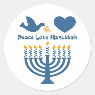 Peace Love Hanukkah Ronde Sticker