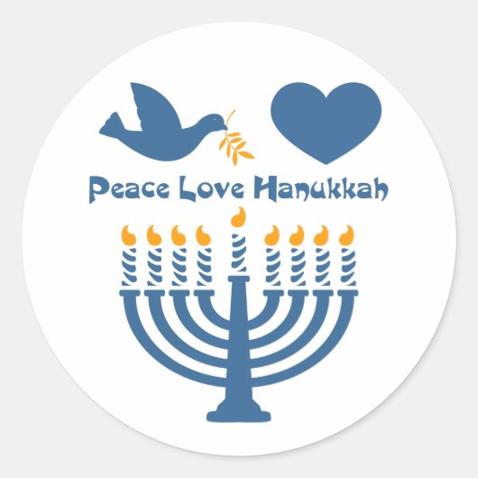 Peace Love Hanukkah Ronde Sticker (Voorkant)