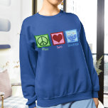 Peace Love Hanukkah Trui<br><div class="desc">Peace Love Chanoeka sweatshirt voor een Joodse vrouw die graag Chanoeka viert. Een  vredesteken,  hart en een prachtige menora.</div>