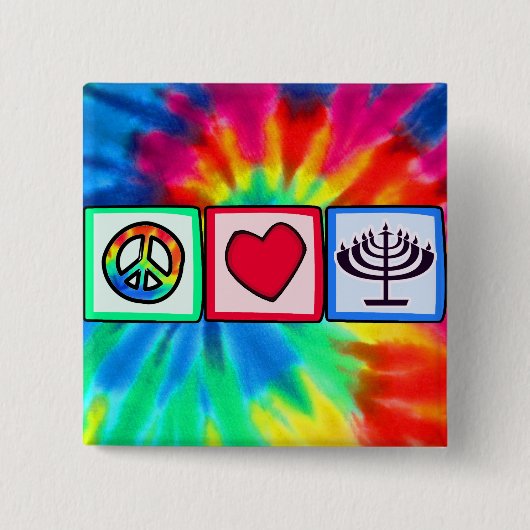 Peace, Love, Hanukkah Vierkante Button 5,1 Cm (Voorkant)