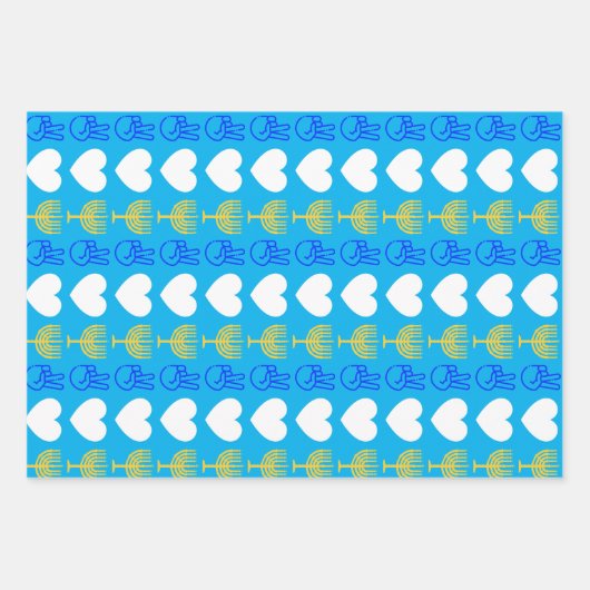 Peace Love & Hanukkah Wrapping Paper Flat Sheet (Voorkant 3)