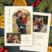 Peace Love Hapiness Script Gold Arch 3 Photo  Feestdagenkaart