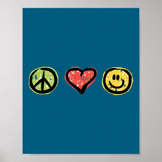 Peace Love Hapness Insrational Hipe Gift Poster (Voorkant)