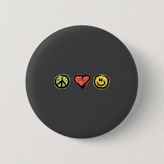 Peace Love Hapness Insrational Hipe Gift  Ronde Button 5,7 Cm (Voorkant)