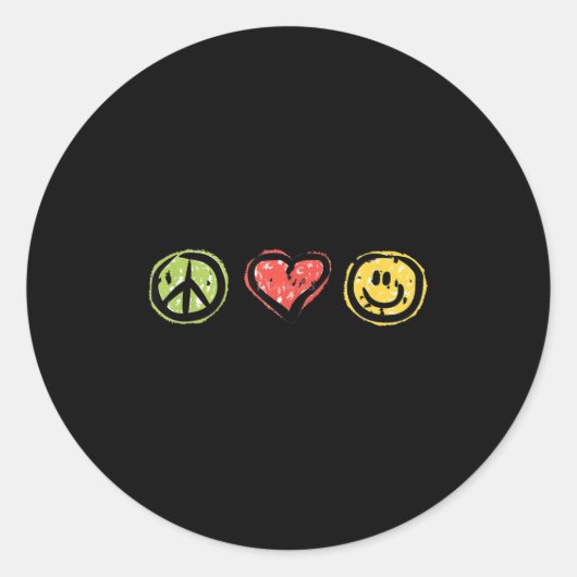 Peace Love Hapness Insrational Hipe Gift Ronde Sticker (Voorkant)