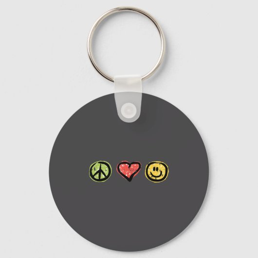 Peace Love Hapness Insrational Hipe Gift  Sleutelhanger (Voorkant)