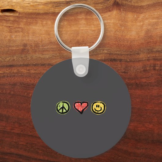 Peace Love Hapness Insrational Hipe Gift  Sleutelhanger (Voorkant)