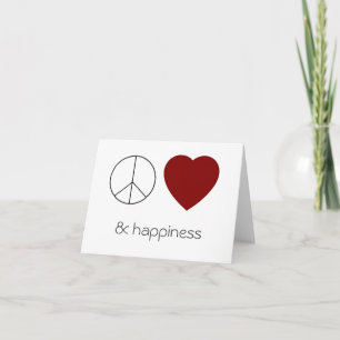Peace Love & Happiness Card Feestdagen Kaart