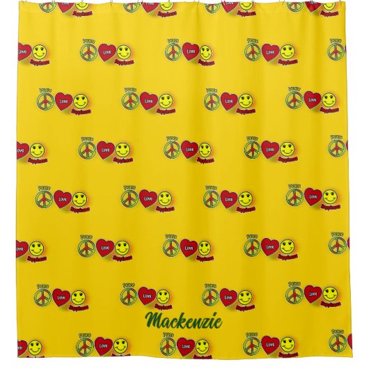 Peace Love Happiness Douchegordijn (Voorkant)