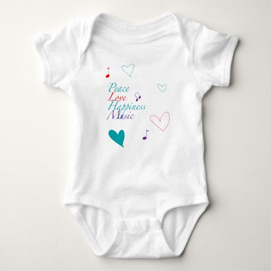 Peace Love Happiness Music T-Shirt (Voorkant)