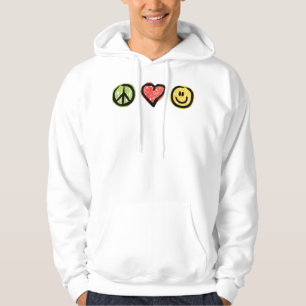 Peace Love Happiness Positive Message Symbols Hoodie