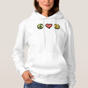 Peace Love Happiness Positive Message Symbols Hoodie