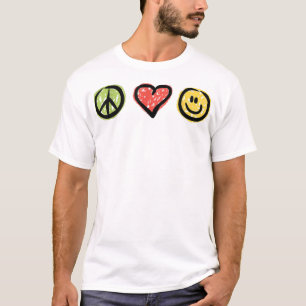 Peace Love Happiness Positive Message Symbols T-shirt
