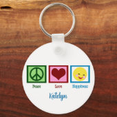 Peace Love Happiness Schattigee gewoonte Sleutelhanger (Achterkant)