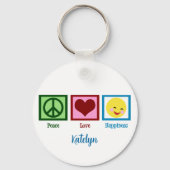 Peace Love Happiness Schattigee gewoonte Sleutelhanger (Achterkant)