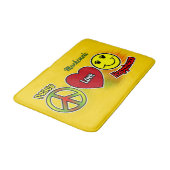 Peace Love Happiness Yellow Badmat (Gekanteld)