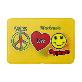 Peace Love Happiness Yellow Badmat