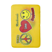 Peace Love Happiness Yellow Badmat (Voorkant Verticaal)