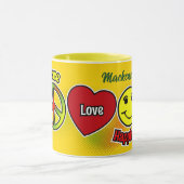 Peace Love Happiness Yellow Mok (Midden)