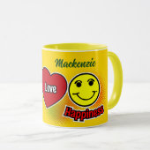 Peace Love Happiness Yellow Mok (Voorkant rechts)