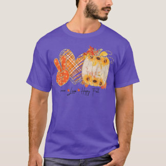 Peace Love Happy Herfst Pumpkin Sunflower  Au T-shirt