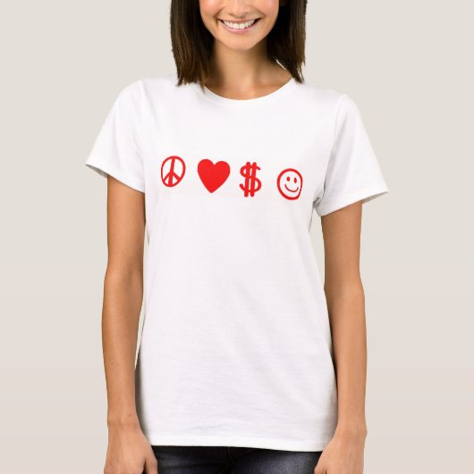 PEACE LOVE HAPPY MONEY Women's long-mouw t-shirt (Voorkant)