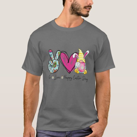Peace Love Happy Paast Gnomes Hug Eggs Hunting Fu T-shirt (Voorkant)