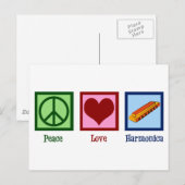 Peace Love Harmonica Briefkaart (Voorkant / Achterkant)
