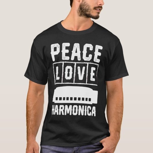 Peace Love Harmonica T-shirt (Voorkant)