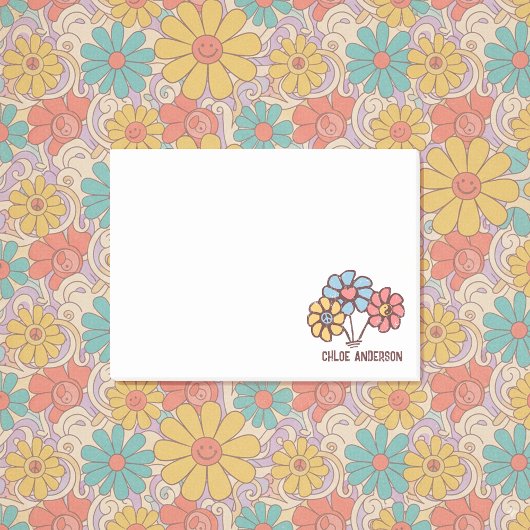 Peace Love Harmony 60s Retro Daisies met naam Post-it® Notes