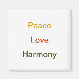 Peace Love Harmony Gold red green Magneet