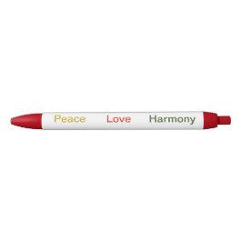 Peace Love Harmony Gold red green Zwarte Inkt Pen