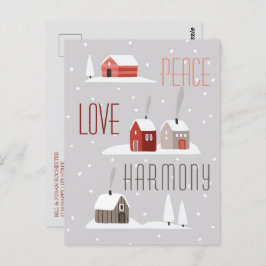 Peace Love Harmony Retro Kerstfeestdag Foto Briefkaart