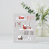 Peace Love Harmony Retro Kerstfeestdag Foto Briefkaart (Staand voorkant)