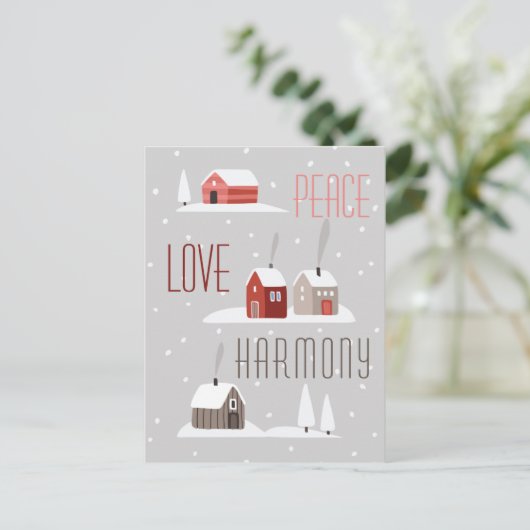Peace Love Harmony Retro Kerstfeestdag Foto Briefkaart (Staand voorkant)