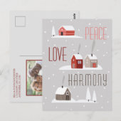 Peace Love Harmony Retro Kerstfeestdag Foto Briefkaart (Voorkant / Achterkant)
