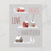 Peace Love Harmony Retro Kerstfeestdag Foto Briefkaart (Voorkant)