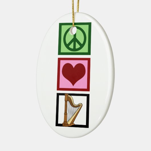 Peace Love Harp Keramisch Ornament (Links)