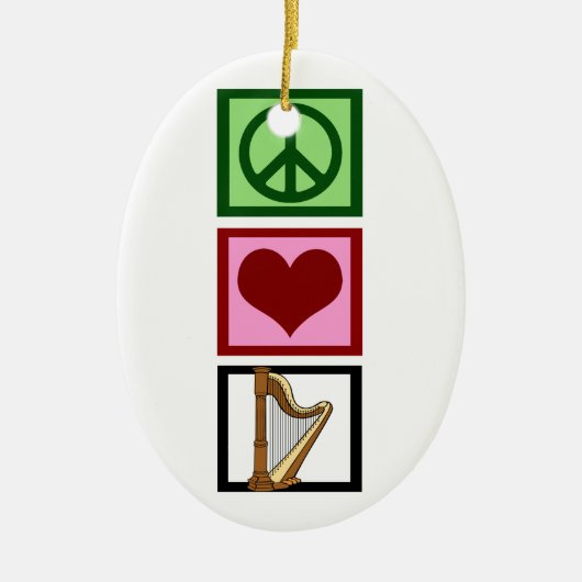 Peace Love Harp Keramisch Ornament (Voorkant)