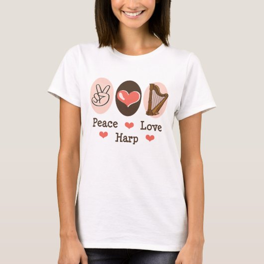 Peace Love Harp Ringer T-shirt (Voorkant)