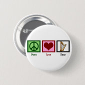 Peace Love Harp Ronde Button 5,7 Cm (Voorkant /achterkant)