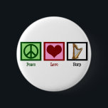 Peace Love Harp Ronde Button 5,7 Cm<br><div class="desc">Peace Love Harp. Een schattig cadeau voor een harpist die graag het harpstok speelt. Een mooi muzikant cadeau.</div>