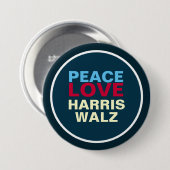 PEACE LOVE HARRIS WALZ Mod Ronde Button 7,6 Cm (Voorkant /achterkant)